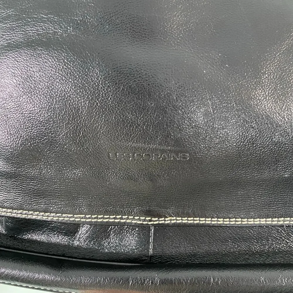 Les Copains Vtg Made In Italy Top Handle Laptop Leather Bag with Crossbody Strap